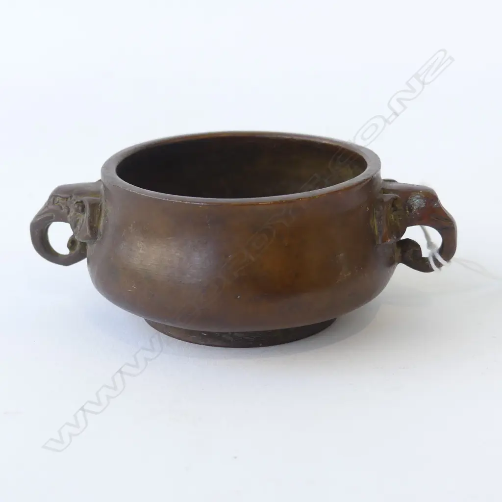 ORIENTAL BRONZE INCENSE BURNER 75mm dia Image 1++
