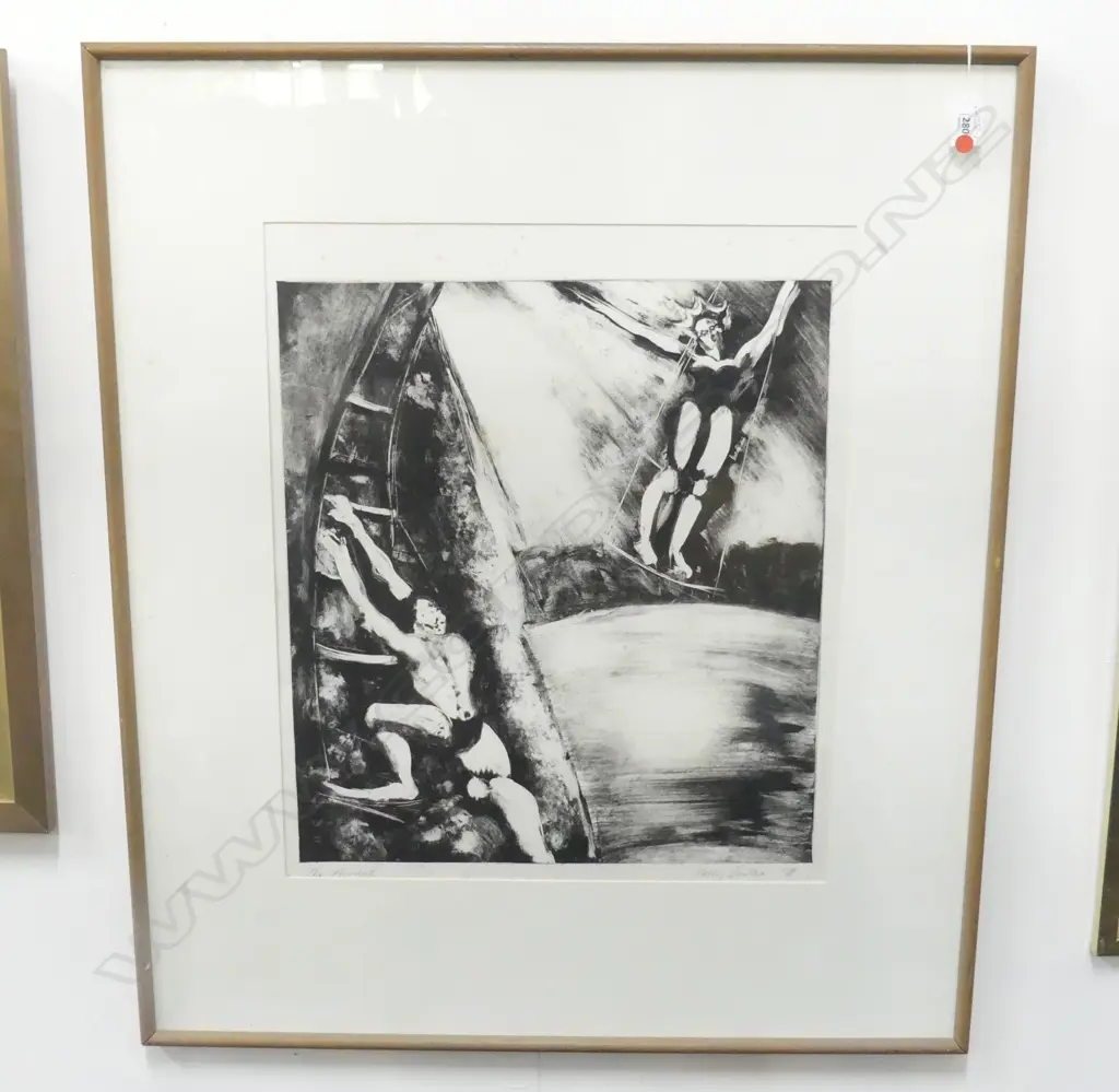 KATHY BARTHA MONOPRINT 1/1 'THE ACRABATS' SIGNED & DATED '88 entitled 550 x 470mm Image 1++