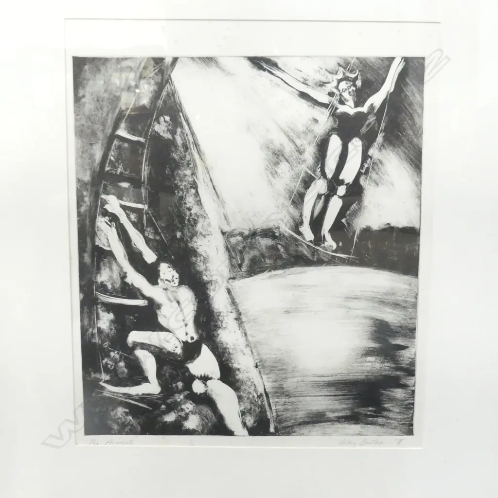 KATHY BARTHA MONOPRINT 1/1 'THE ACRABATS' SIGNED & DATED '88 entitled 550 x 470mm Image 1++