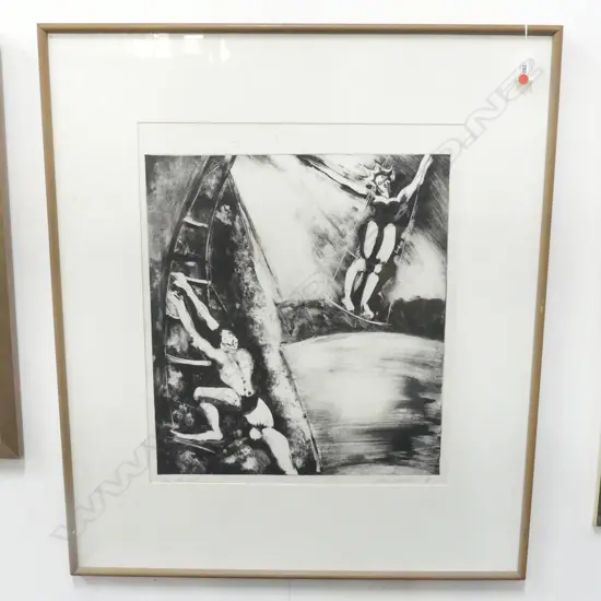 KATHY BARTHA MONOPRINT 1/1 'THE ACRABATS' SIGNED & DATED '88 entitled 550 x 470mm
