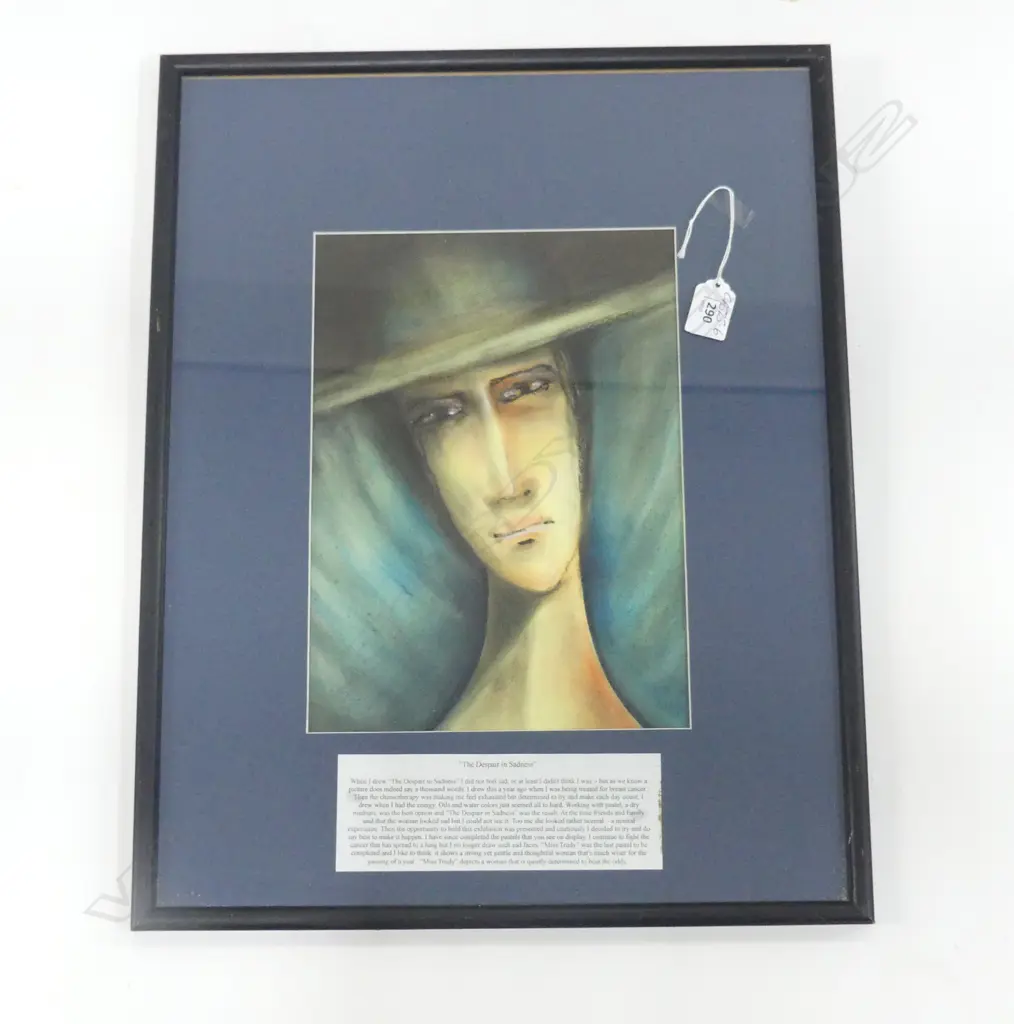 JOANNE CUNNINGHAM PASTEL 'THE DISPAIR OF SADNESS' detailed to front 300 x 215mm Image 1++