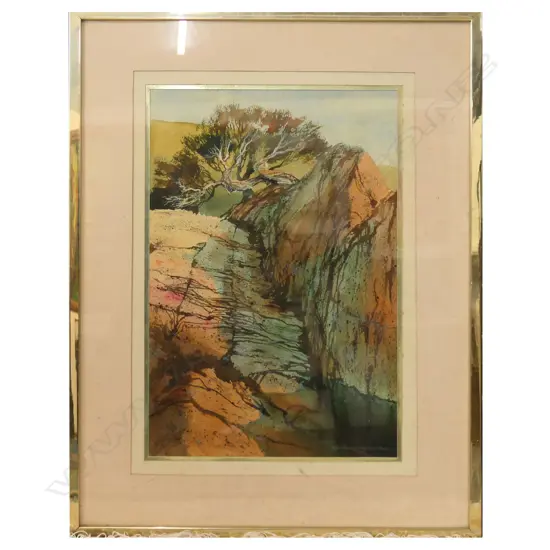 CYNTHIA TAYLOR 'ROCK CLEFT WAIHEKE ISLAND' WC '82 520x345mm