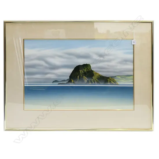 IRENE DENFORD, LION ROCK PIHA BEACH, MIXED MEDIA 1987 490x690mm