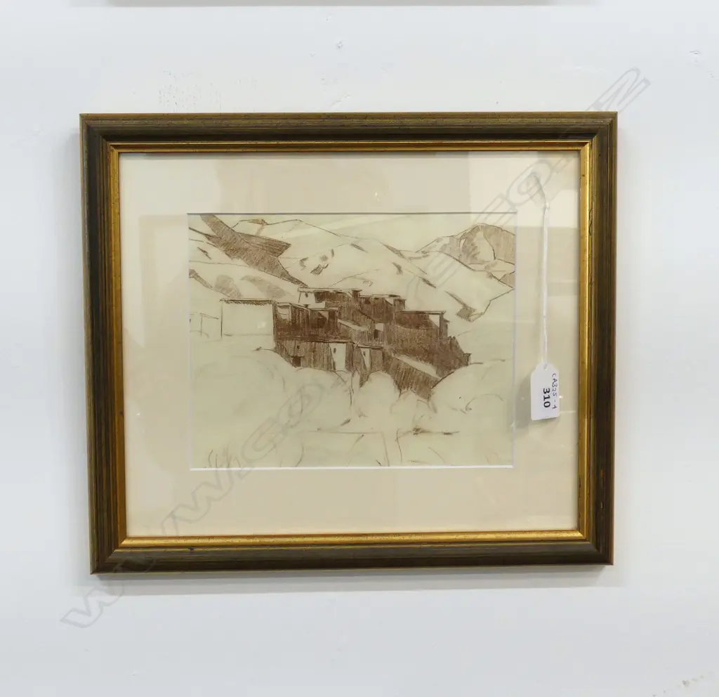 JOHN WEEKS - MOROCCO CONTE ON PAPER EX WEEKS O'CONNOR ESTATE 160 X 200MM Image 1++