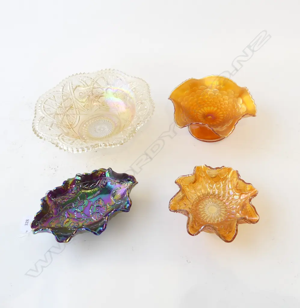 4 CARNIVAL GLASS BOWLS 260mm dia Image 1++