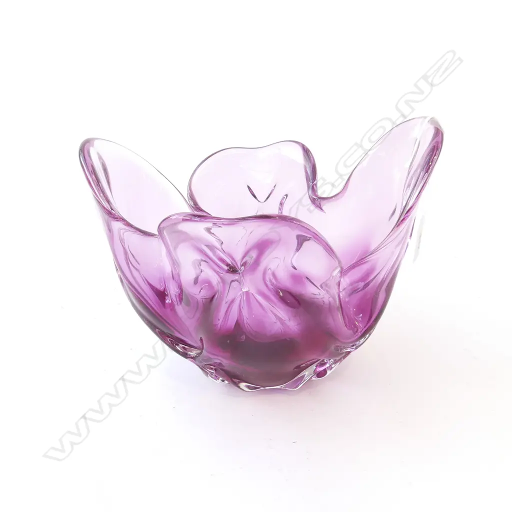 PURPLE ART GLASS VASE W.245mm Image 1++