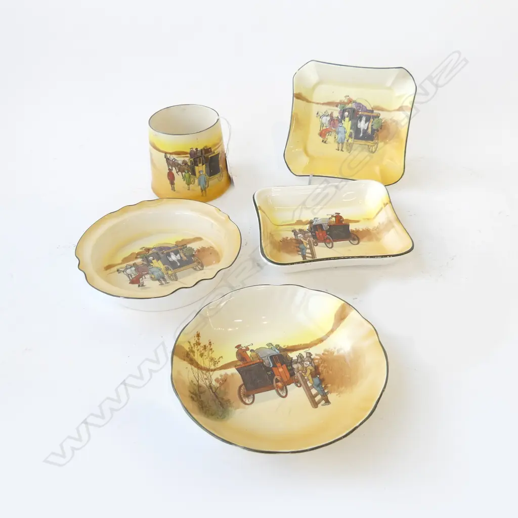 5 PC ASST. ROYAL DOULTON COACHING DAYS RED & YELLOW DOOR Image 1++