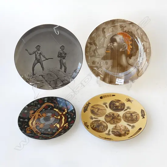 4 ABORIDGINAL PAINTED PLATES