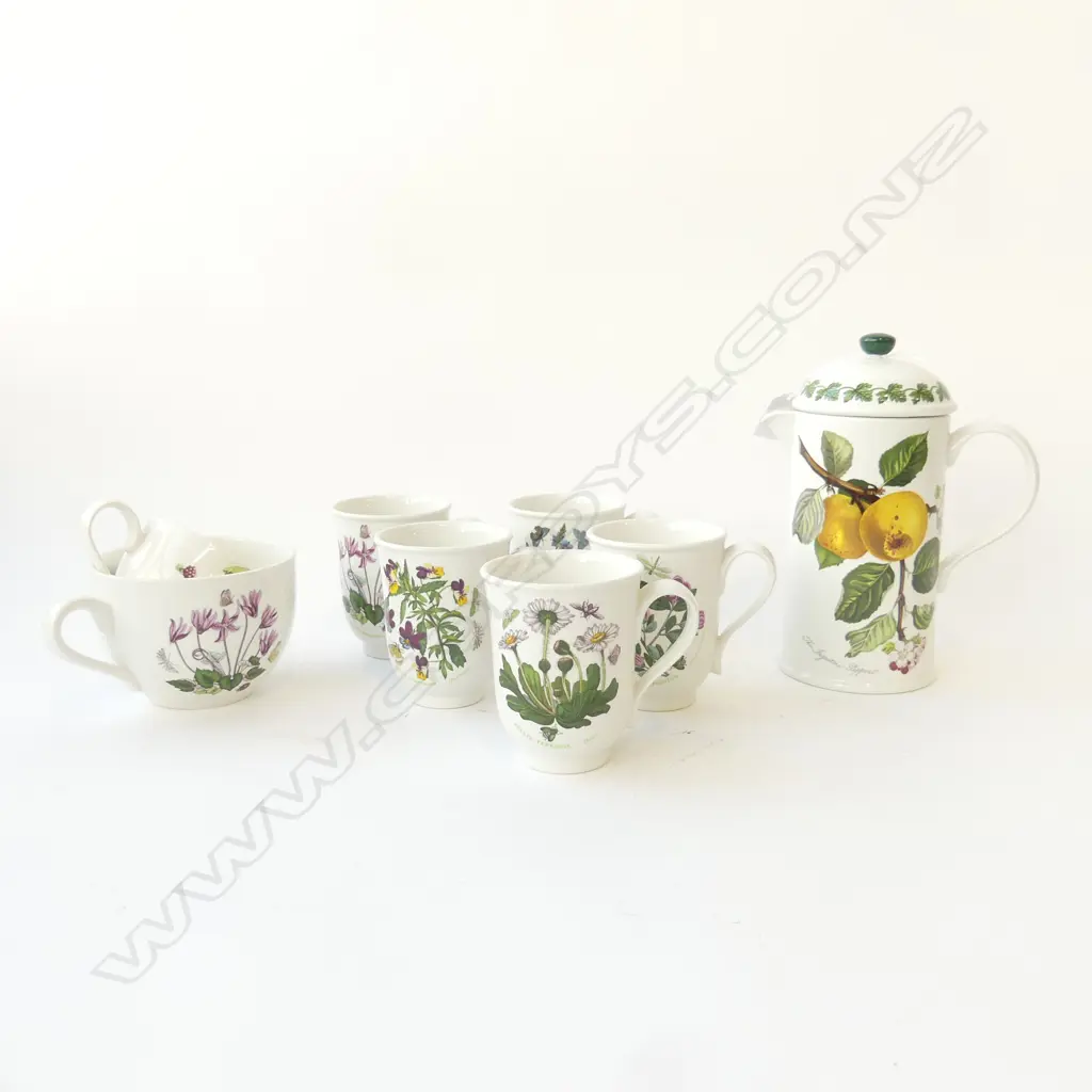 PORTMEIRION COFFEE PLUNGER H.220mm + 5 MUGS & 2 CUPS Image 1++