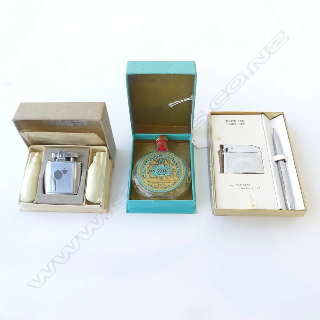 BOXED UNOPENED 4711 PERFUME, BOXED RONSON 'VIKING' LIGHTER SET & BOXED  'WRITE & LIGHT' SET  Image 1++