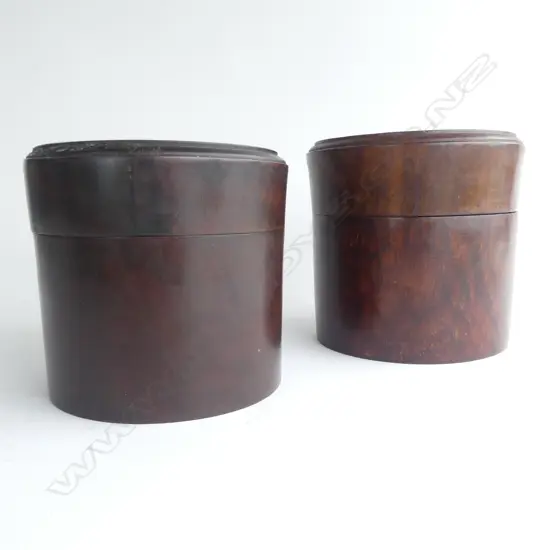 PAIR CHINESE WOOD LIDDED BOXES (one damaged)