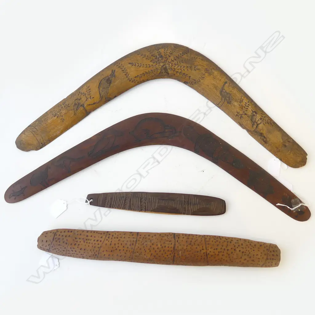2 CARVED BOOMARANGS L580MM DANCE STICK L450MM 7 WIND ROARER L270MM Image 1++