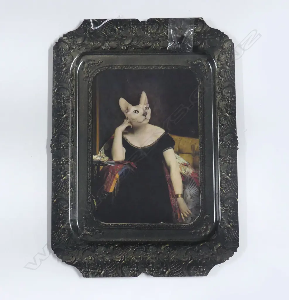 FRENCH IBRIDE 'VICTOIRE' CAT WOMAN ARTWORK / TRAY 440x315mm Image 1++