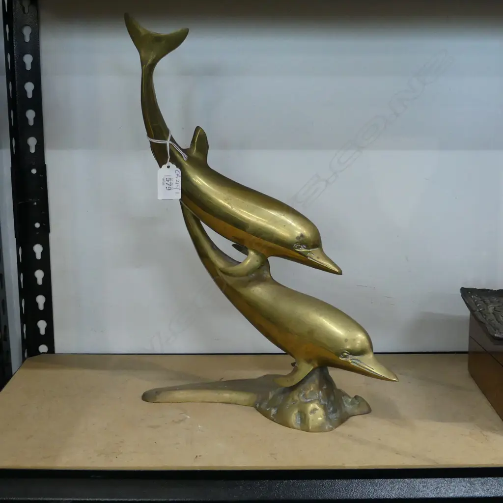 BRASS DOLPHIN SCULPTURE H.400mm Image 1++