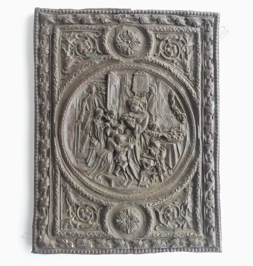 ANTIQUE COPPER PLAQUE ON WOOD BACK H240 W180MM Image 1++