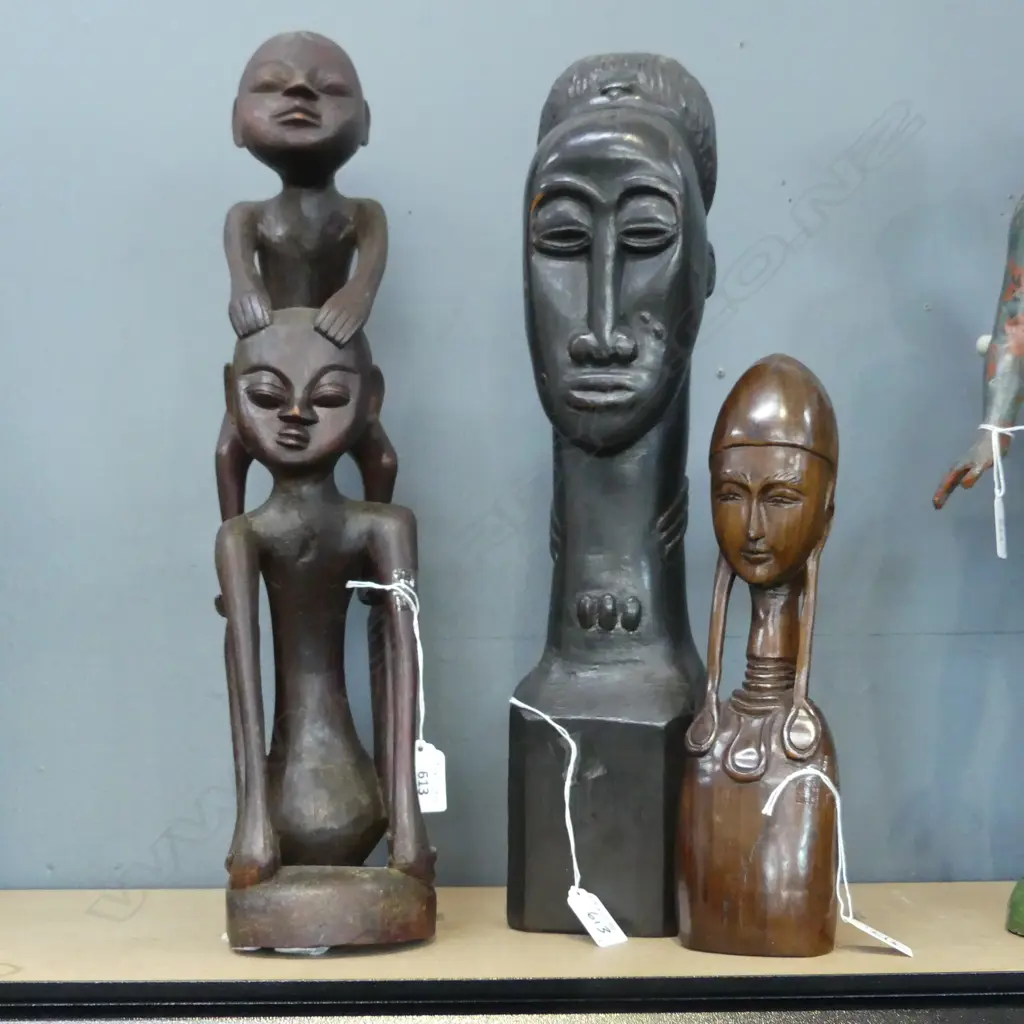 3 AFRICAN HARDWOOD FIGURE CARVINGS Image 1++
