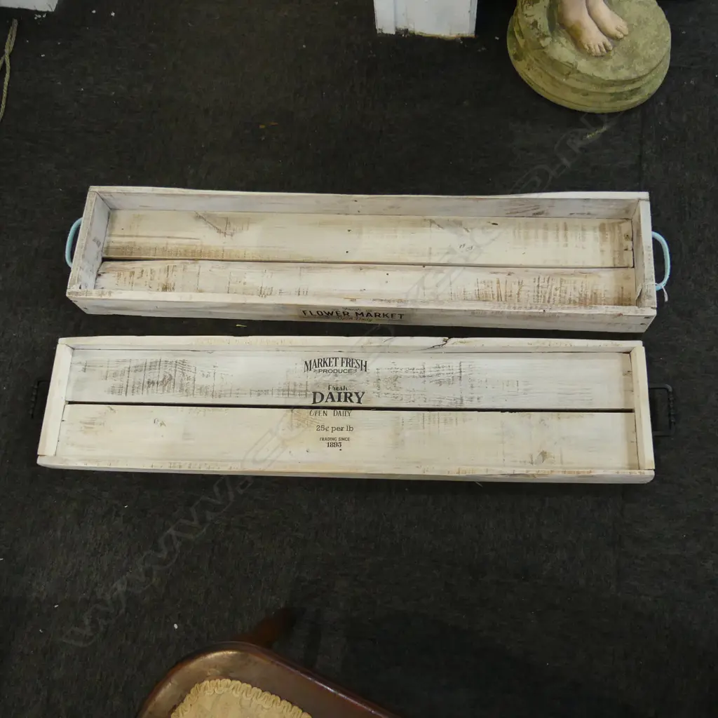 2 WOODEN FLOWER TRAYS L1000mm Image 1++