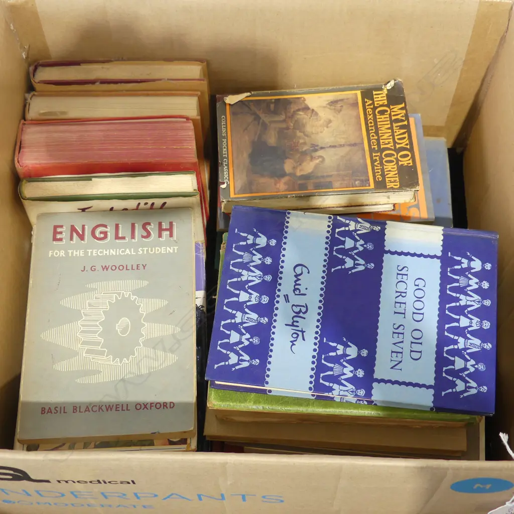 BOX OF OLD BOOKS MOST WITH DECORATIVE BINDINGS/COVERS Image 1++