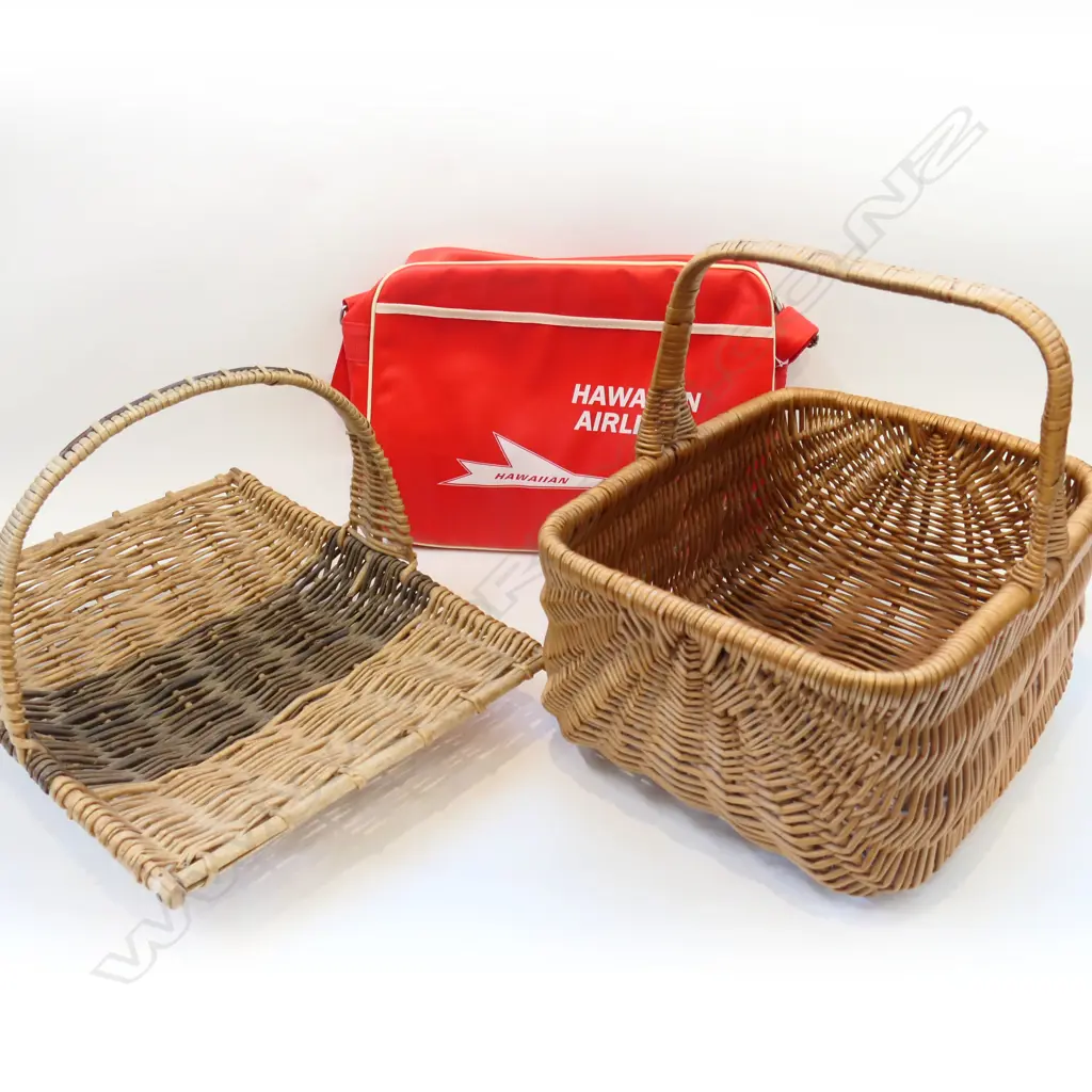 2 CANE BASKETS + HAWAIIAN AIRLINES BAG Image 1++
