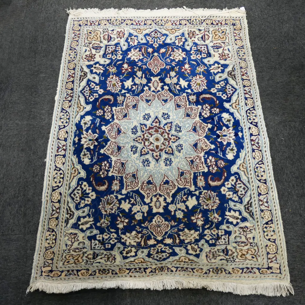 HAND KNOTTED IRANIAN NAIN RUG, WOOL & SILK PILE, 1520x880mm Image 1++
