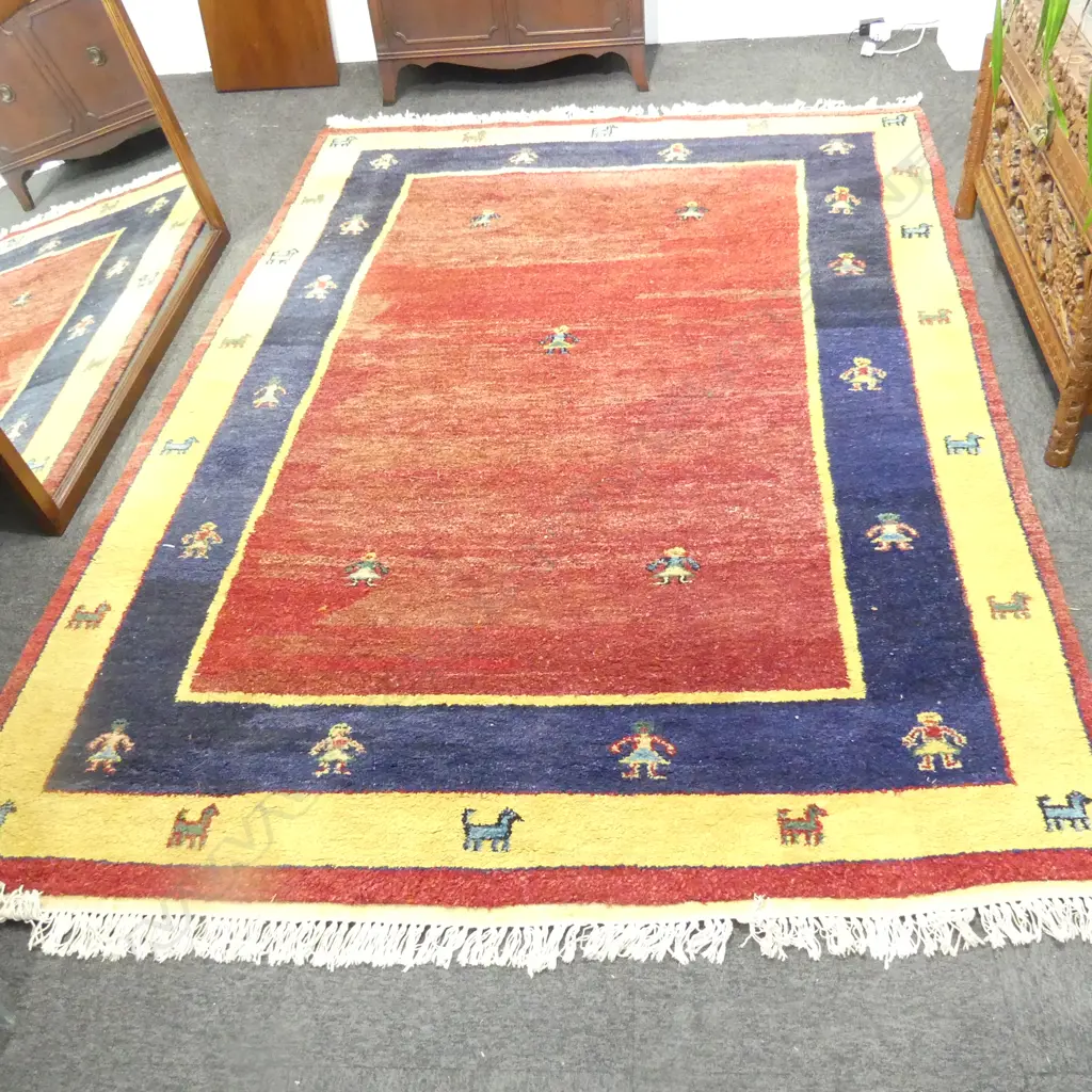 LARGE GABBEH RUG GEOMETRICS & PEOPLE  PAT L2800 W1940MM Image 1++