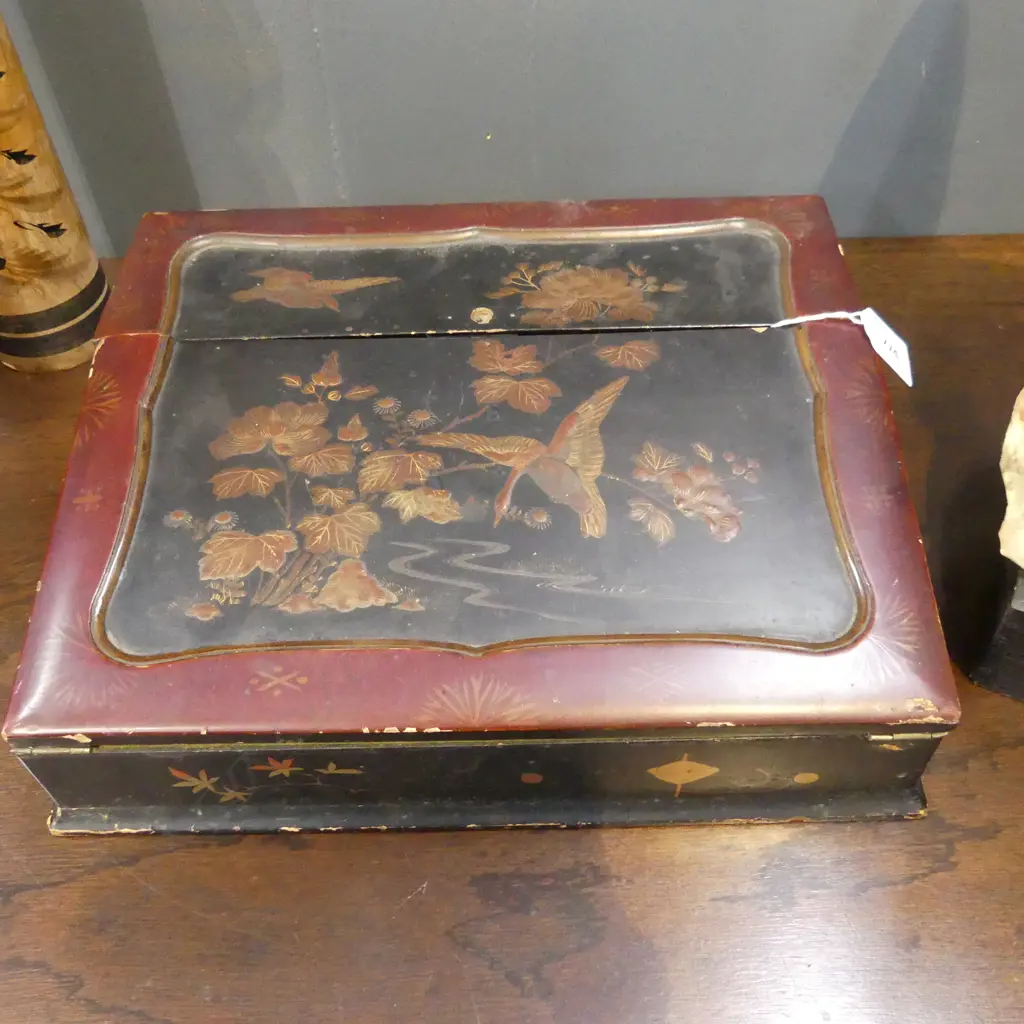 ORIENTAL LACQUERED WRITING SLOPE W.330m Image 1++
