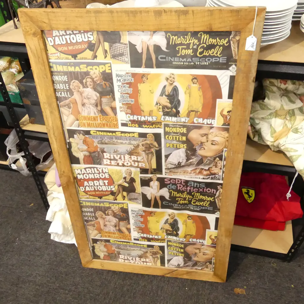 MARILYN MONROE FILM POSTERS PRINTED FABRIC, FRAMED 970x520mm Image 1++