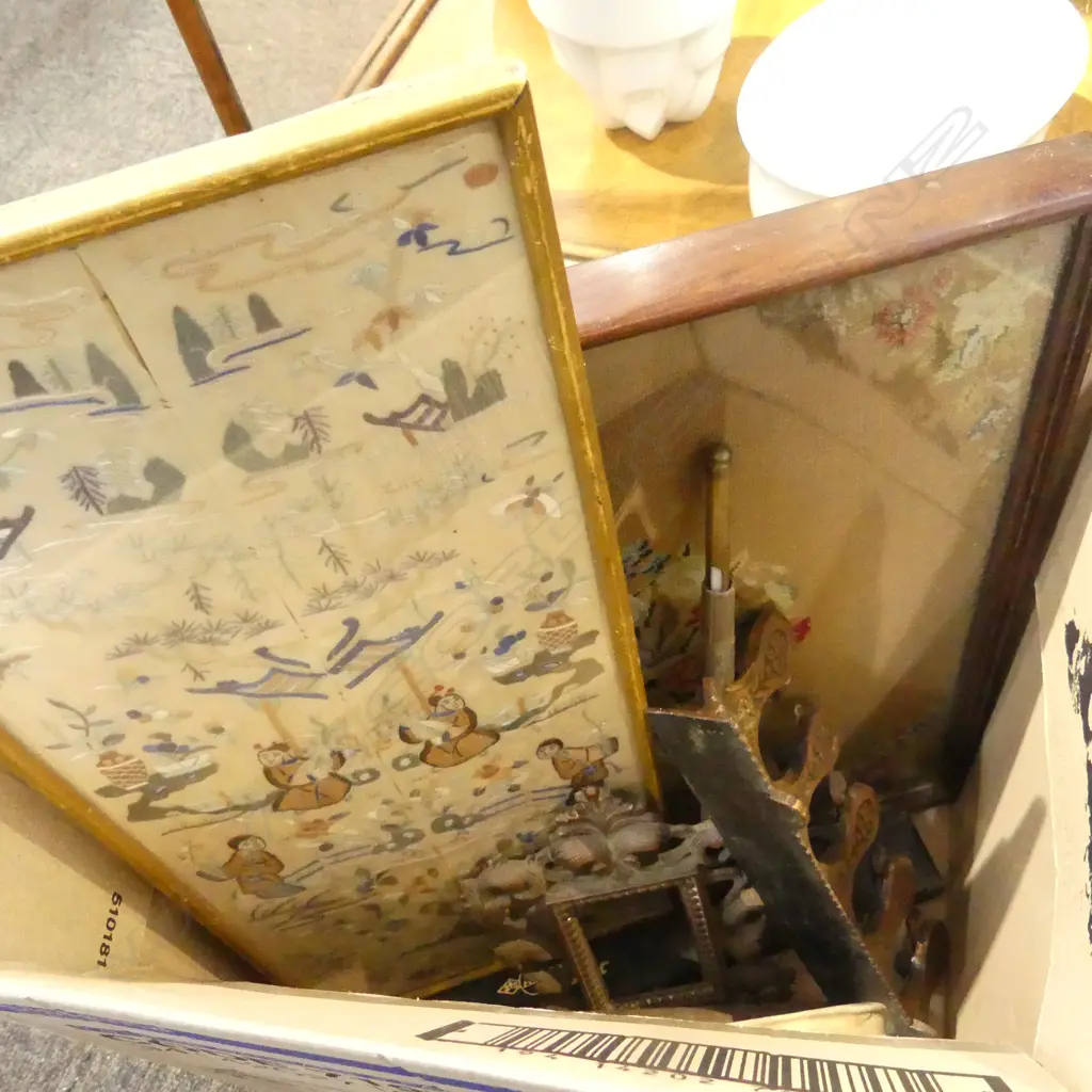 FRAMED NEEDLEWORKS (PR MANDARIN COLLARS +1), 2 ETCHINGS, CASED RULER ETC Image 1++