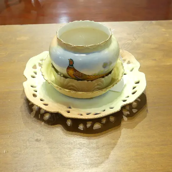 LOCH WORCESTER HAND PAINTED PLATE 2 DISHES & VASE H90MM