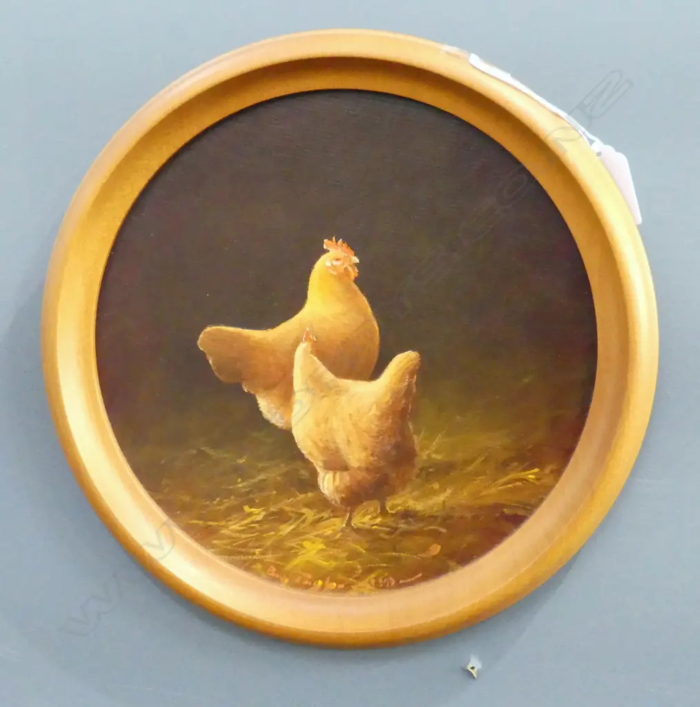 BEV TAYLOR, 'THE OLD GIRLS' OIL ON BOARD '93 210mm dia Image 1++