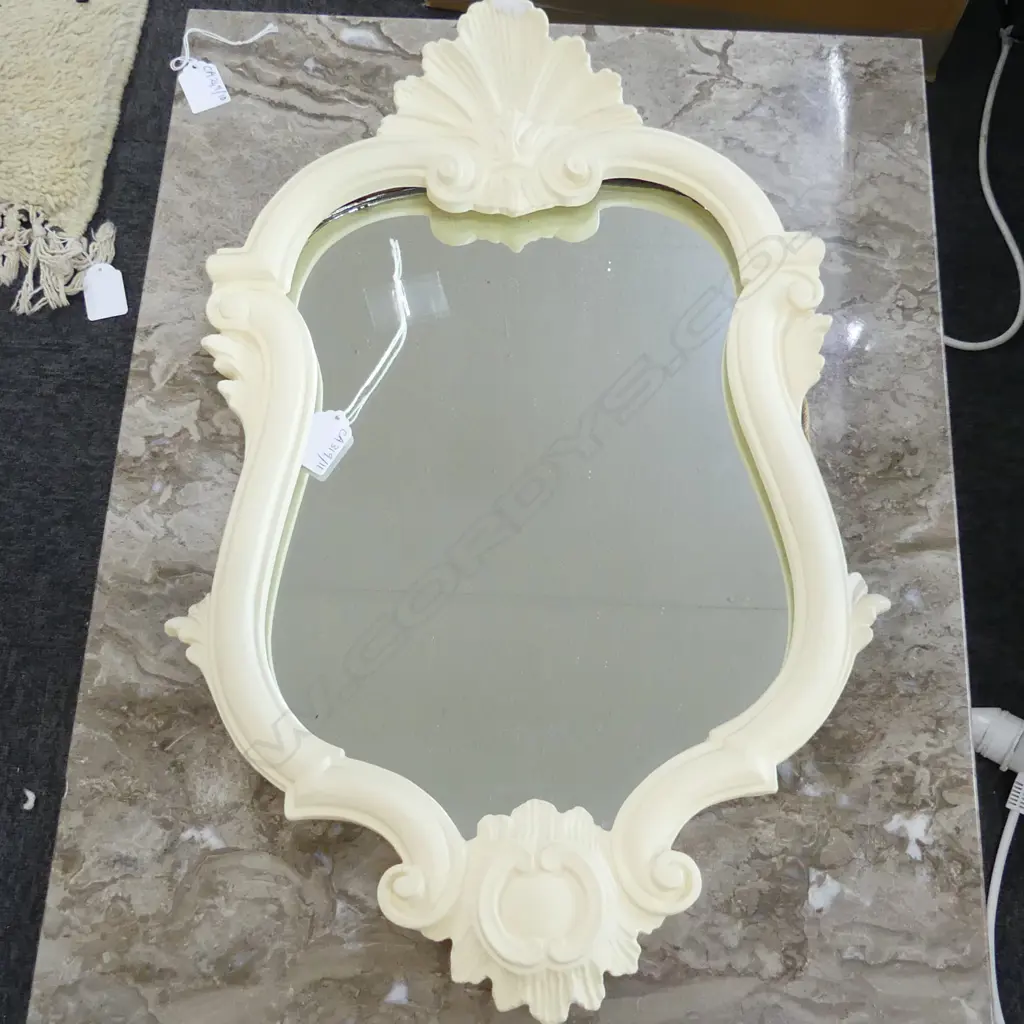 MIRROR; PAINTED PLASTER FRAME (TOP CHIPPED) 570x370mm Image 1++