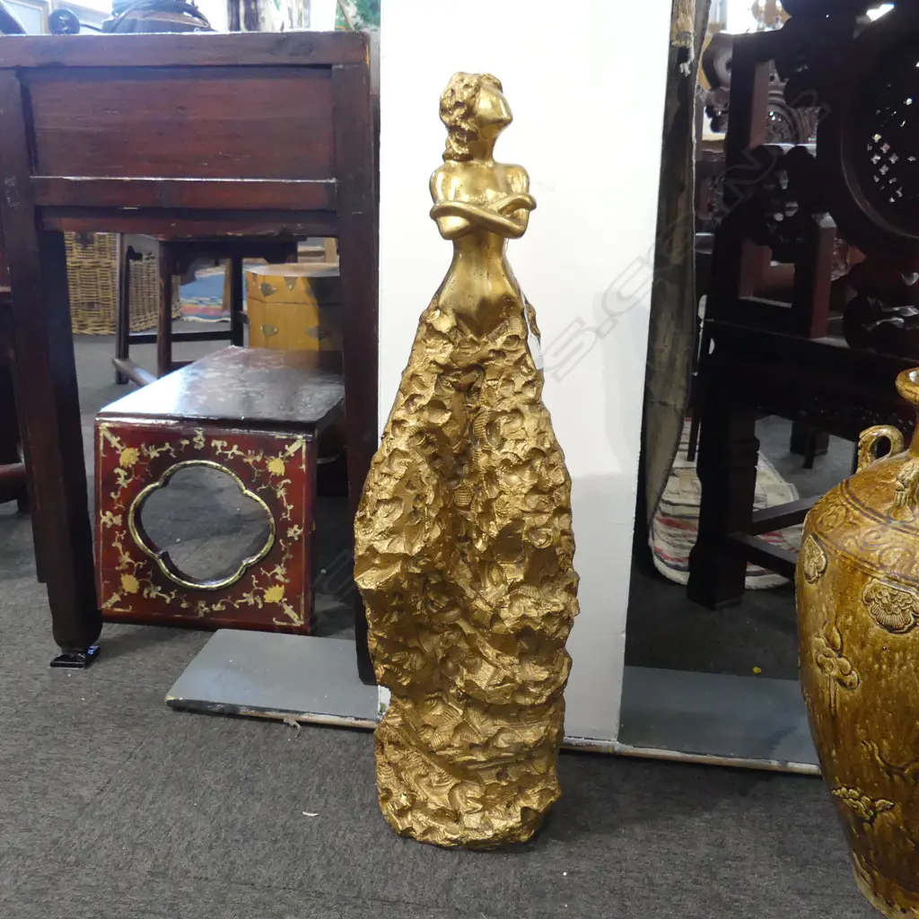 LG GOLD RESIN ABSTRACT FEMALE FIGURE H.800mm Image 1++