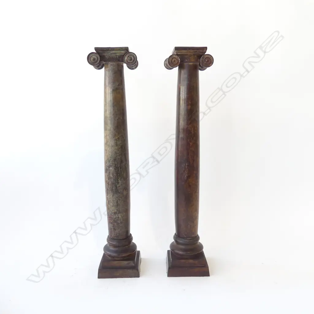 PR BRONZED METAL COLUMN CANDLESTICKS H.530mm Image 1++