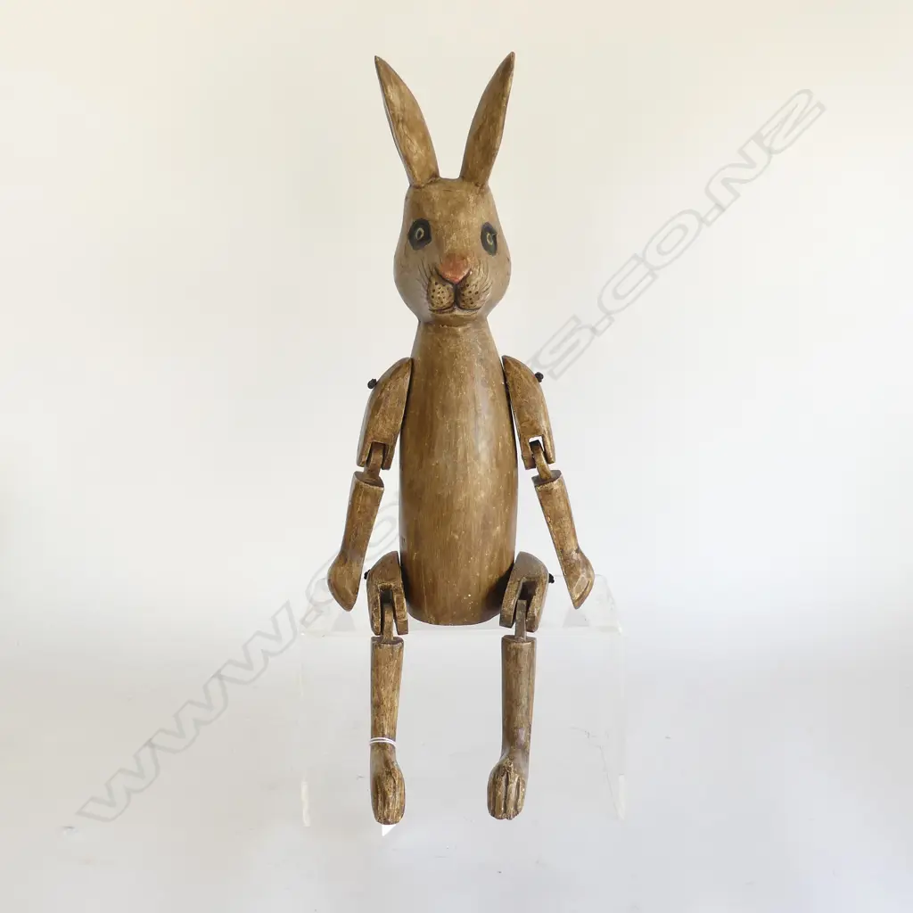 CARVED WOODEN ARTICULATED BUNNY RABBIT H.365mm sitting up Image 1++