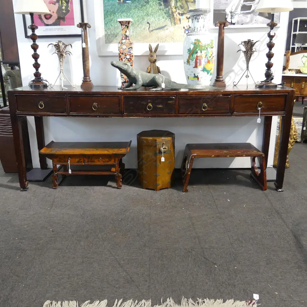 CHINESE CONSOLE TABLE - 5 DRAWERS 2280 x 490 x 850mm Image 1++