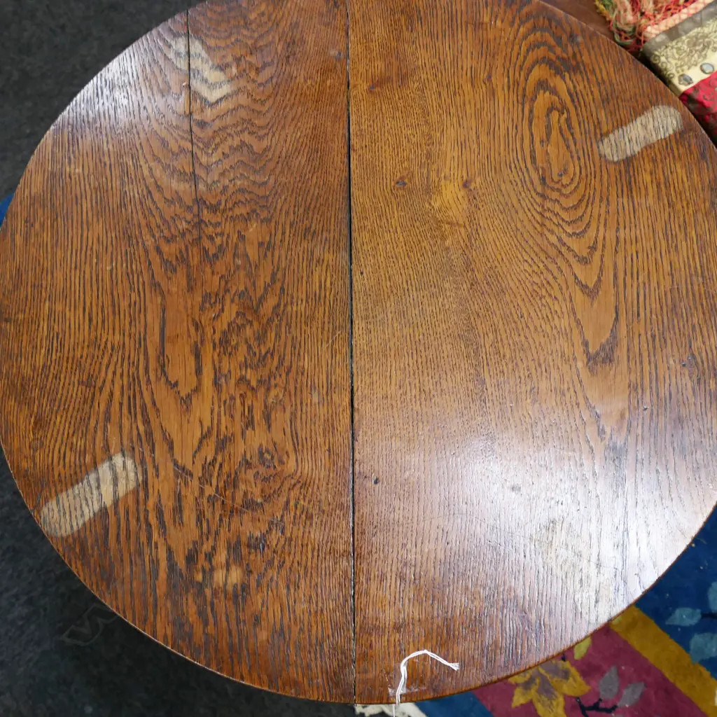 GEORGIAN OAK WORK TABLE 560 x 770mm, top in need of repair Image 1++