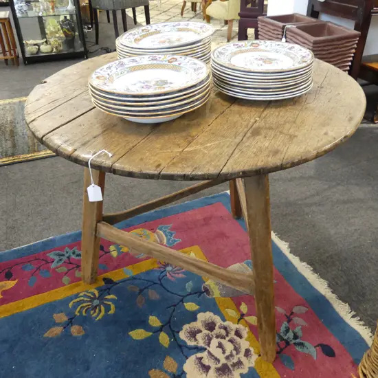 RUSTIC CRICKET TABLE 825mm dia, H.685mm