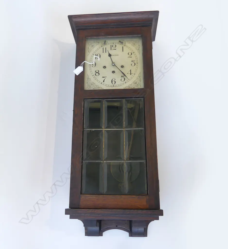ARTS & CRAFTS ANSONIA OAK WALL CLOCK H.800mm Image 1++