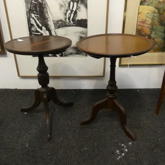 2 MAHOGANY PIE CRUSTED WINE TABLES H530MM