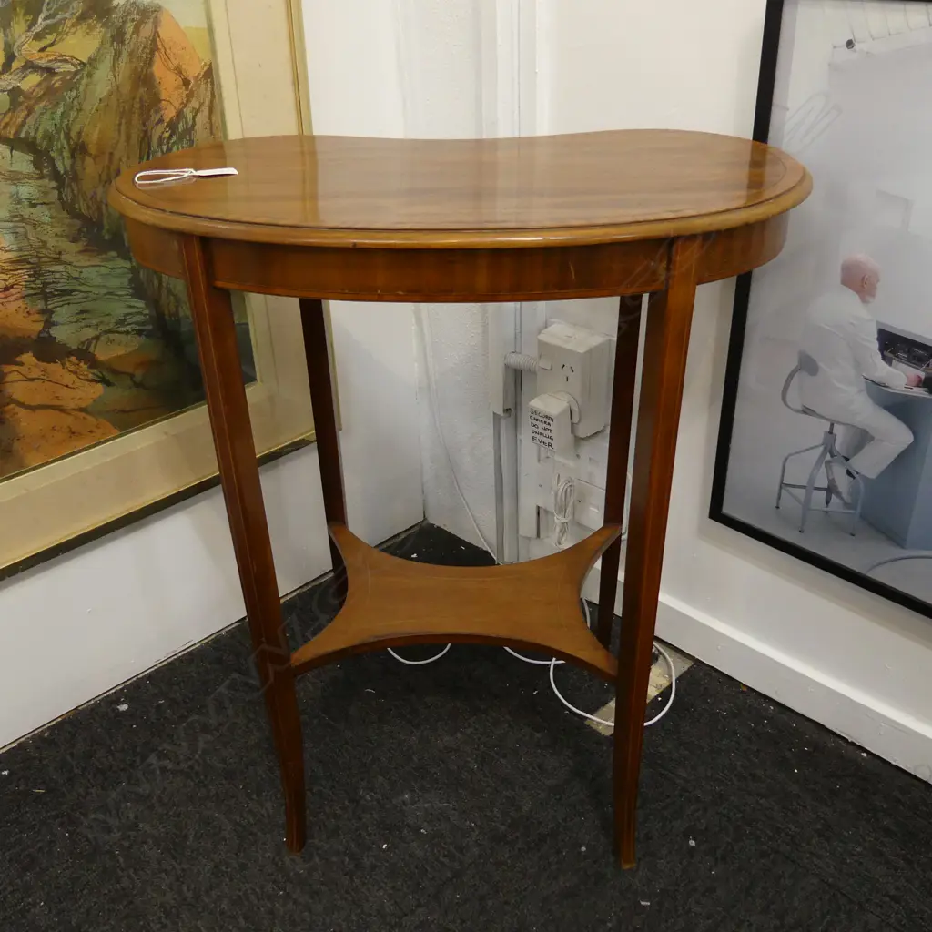 EDWARDIAN INLAID KIDNEY SHAPED OCC TABLE H.660mm Image 1++