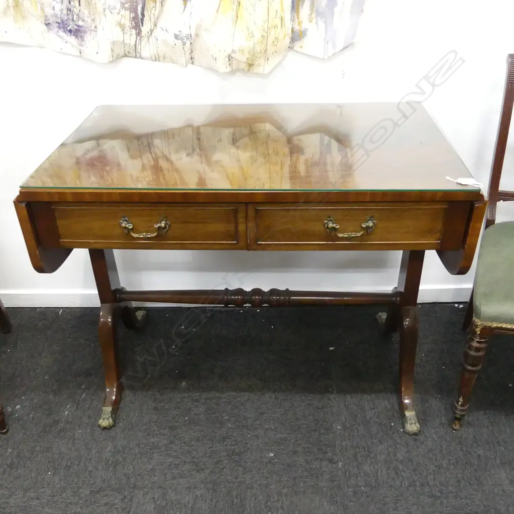 MAHOGANY DROP SIDE HALL TABLE 870 x 740mm Image 1++