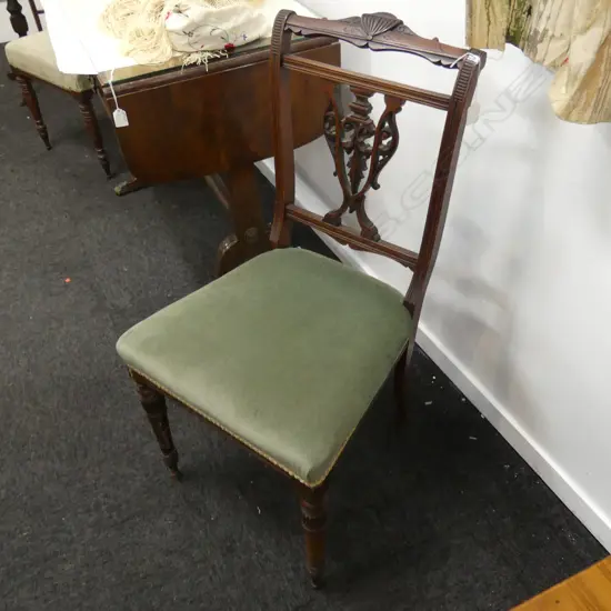 MAHOGANY WOODEN CARVED BACK BEDROOM CHAIR H.880