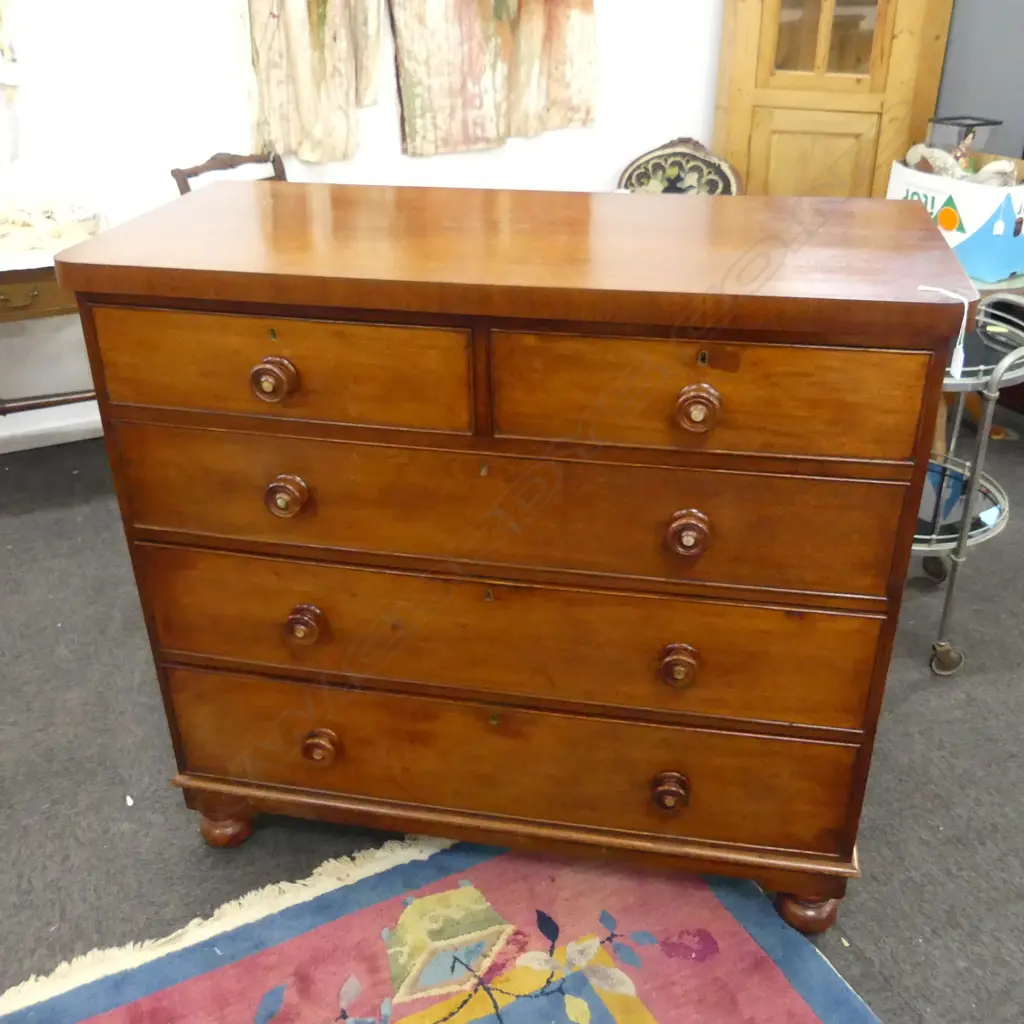 VICTORIAN MAHOGANY 5 DRAWER CHEST 1135x510x1050mm Image 1++