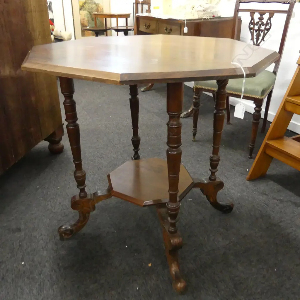 CARVED KAURI OCTAGONAL OCC TABLE 720 x 750mm Image 1++