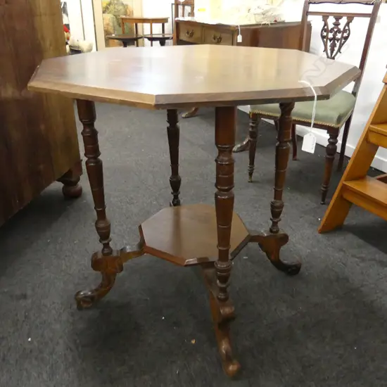 CARVED KAURI OCTAGONAL OCC TABLE 720 x 750mm