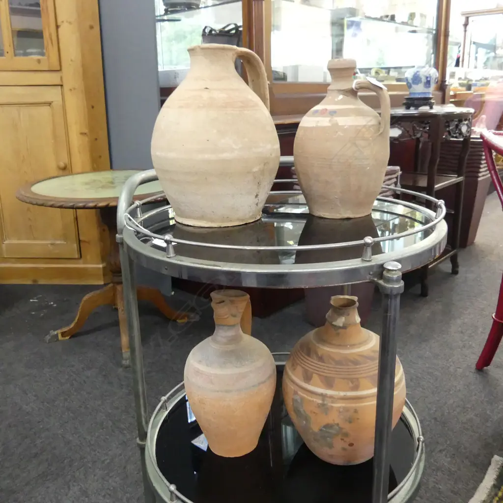 4 VINTAGE GREEK TERRACOTTA VESSELS H.240mm Image 1++