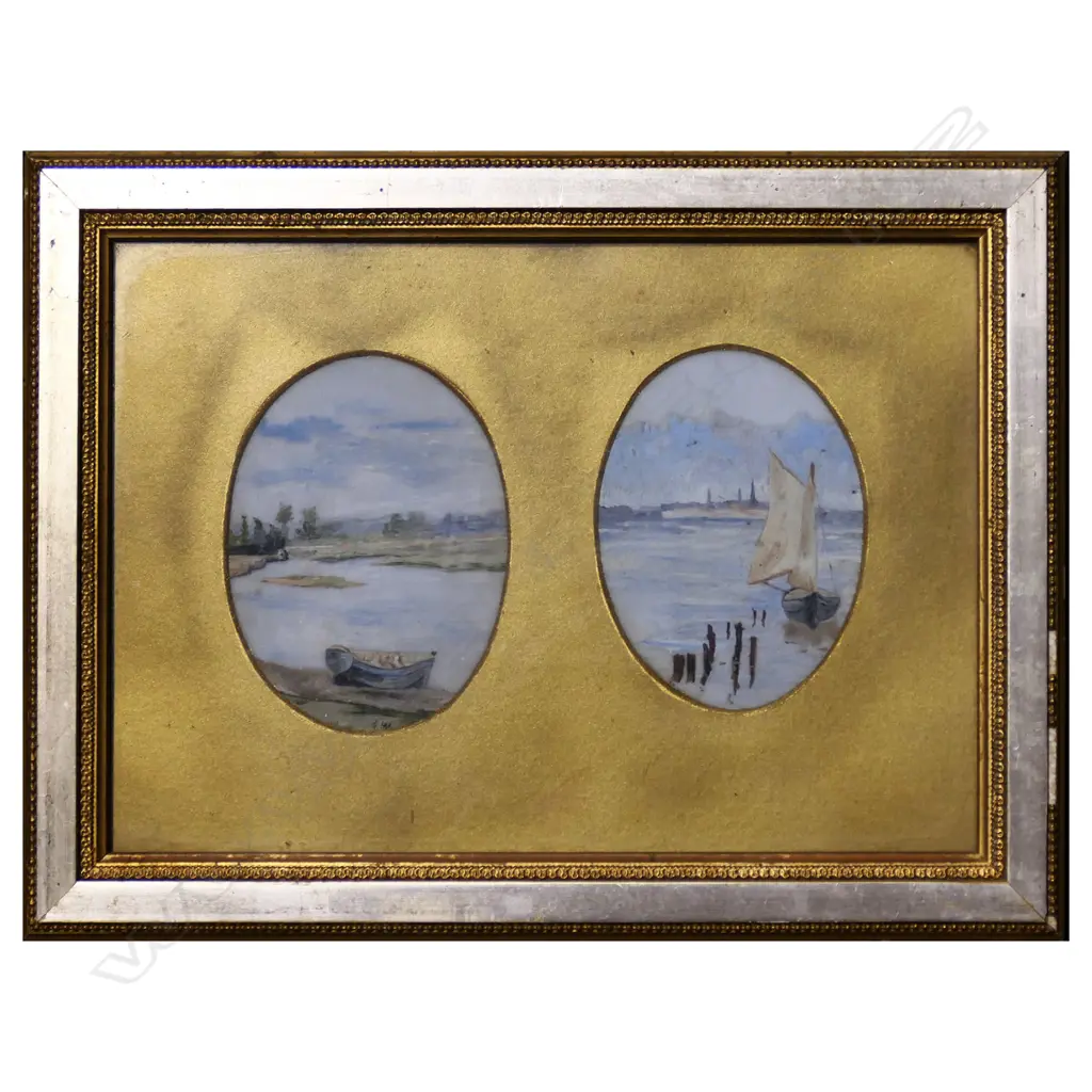 PR ESTUARY w YACHT W/Cs, SIGNED EW, H.200mm x 270mm (w gilded mount) Image 1++