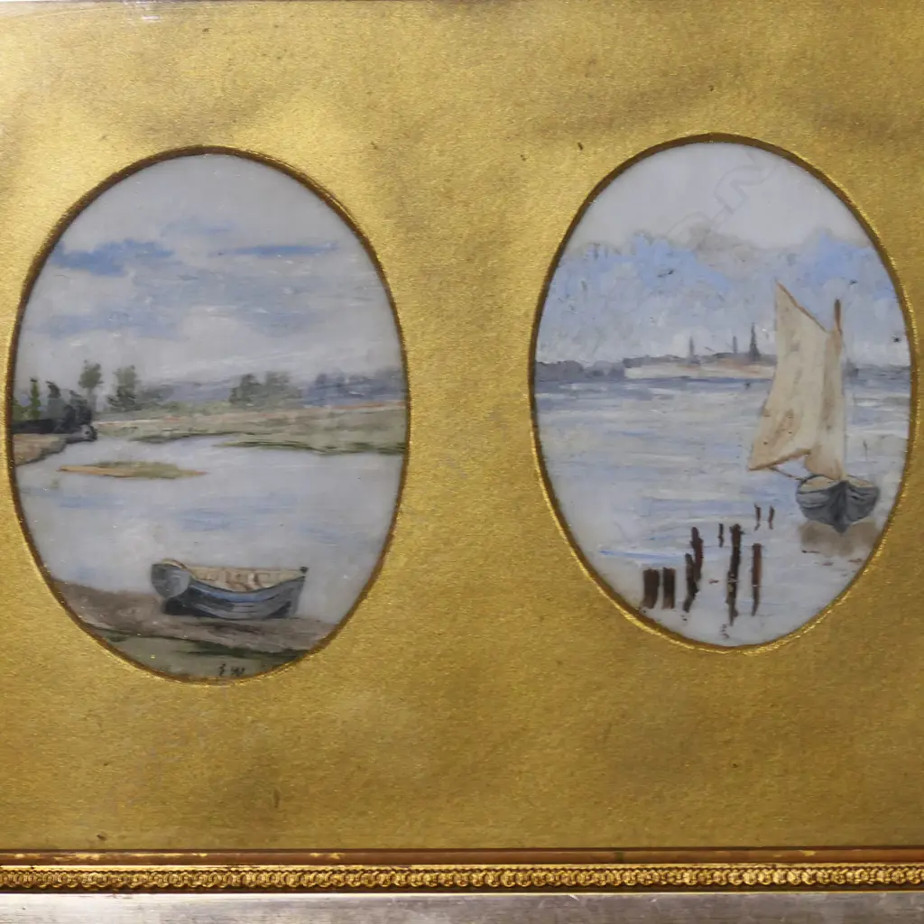 PR ESTUARY w YACHT W/Cs, SIGNED EW, H.200mm x 270mm (w gilded mount) Image 1++