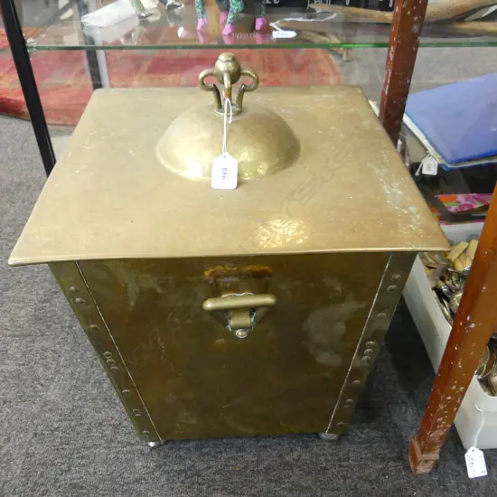 SOLID ARTS & CRAFTS BRASS COAL BOX H.470 x W.370