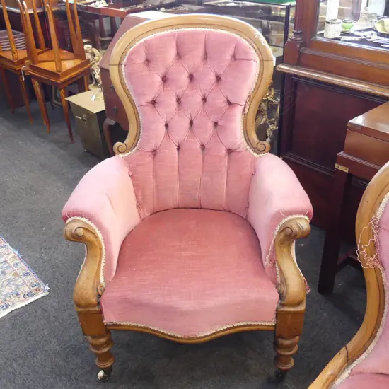 KAURI GRANDFATHER CHAIR PINK BROCADE